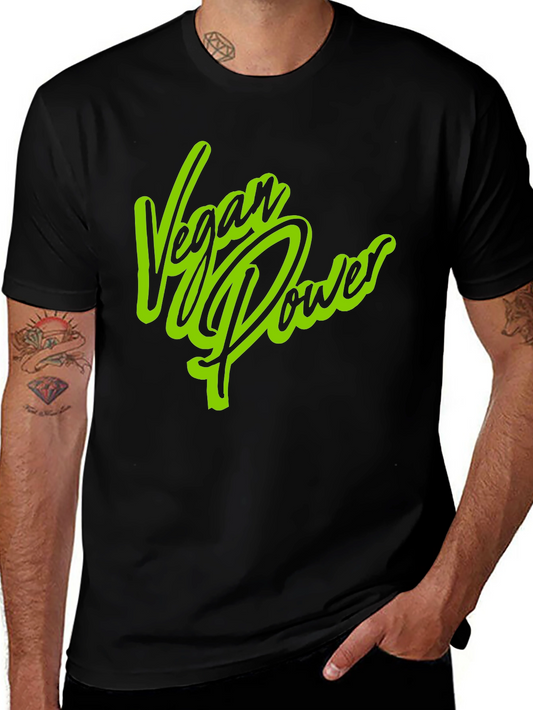 Vegan Power Graphic Print Black T-Shirt