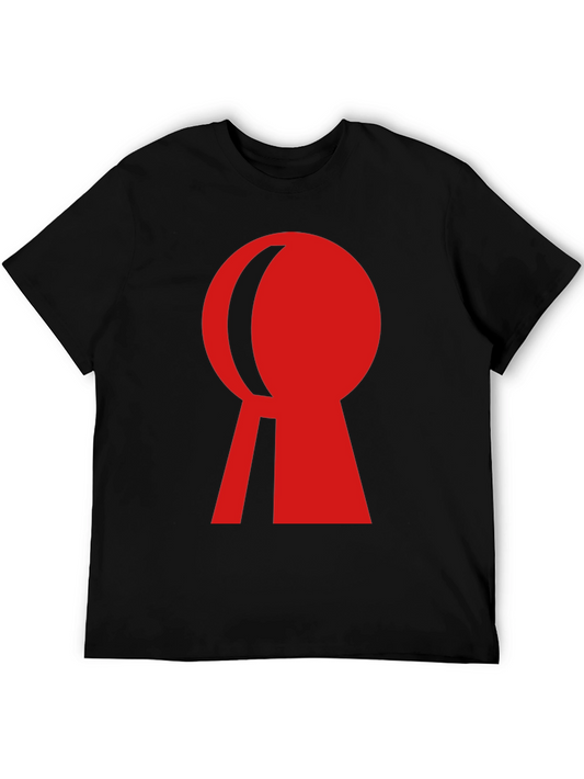 Red Keyhole Graphic Black T-Shirt