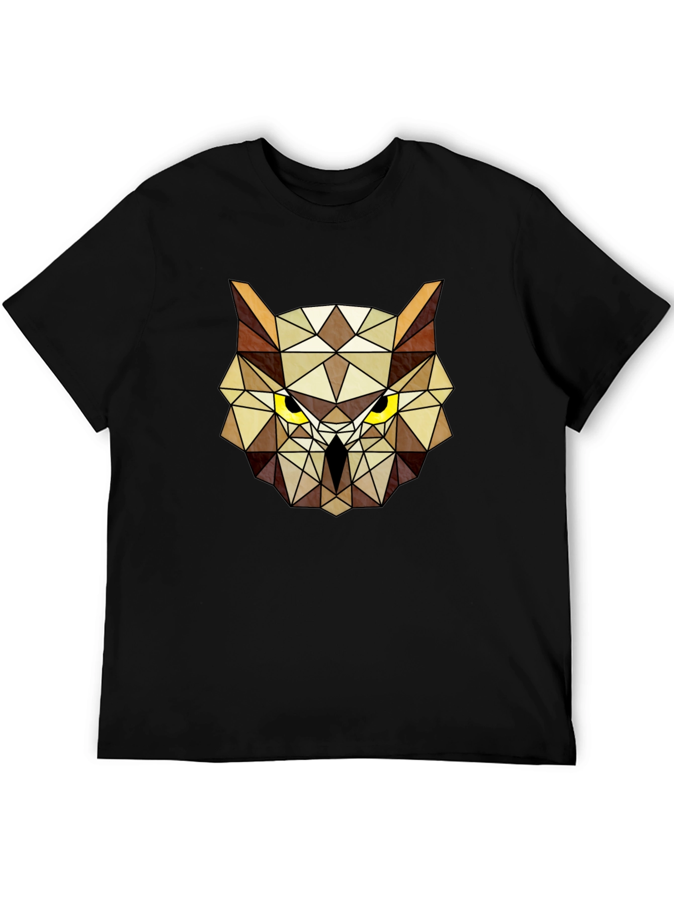 Geometric Owl Head Graphic Tee - Modern Design