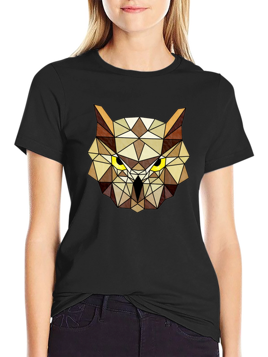 Geometric Owl Head Graphic Tee - Modern Design