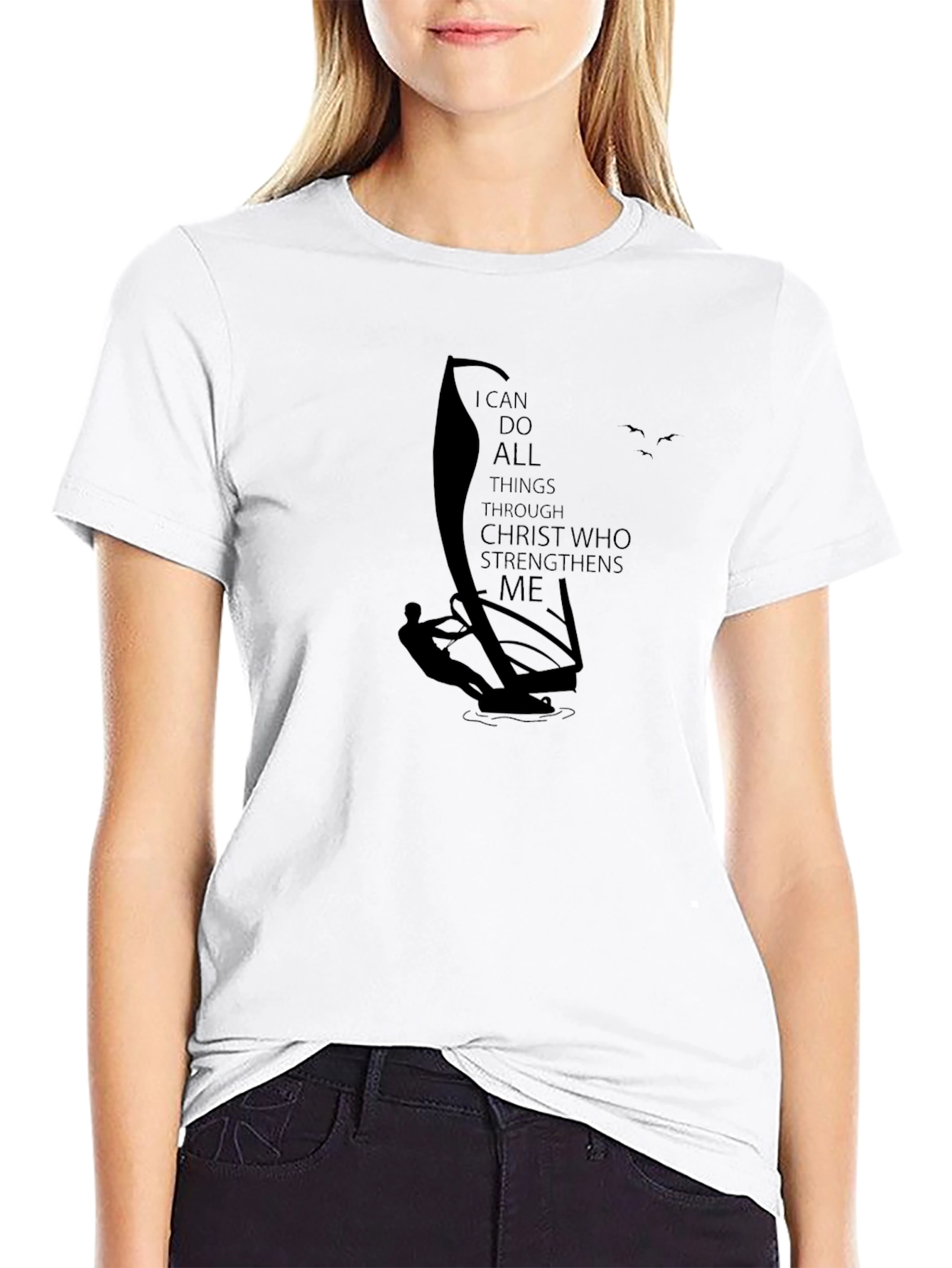 Christian Windsurfing T-Shirt - Philippians 4:13