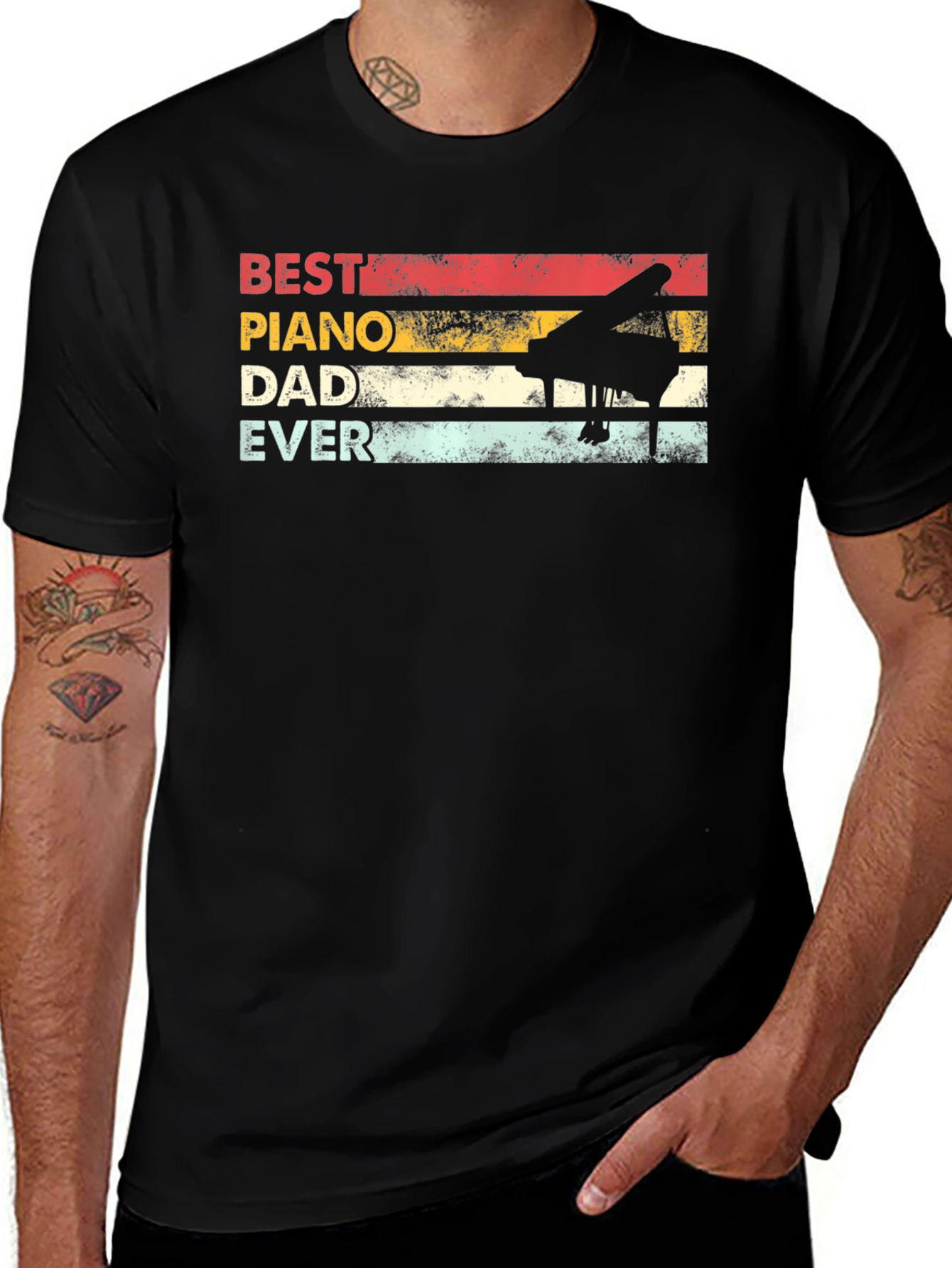 Best Piano Dad Ever Retro T-Shirt
