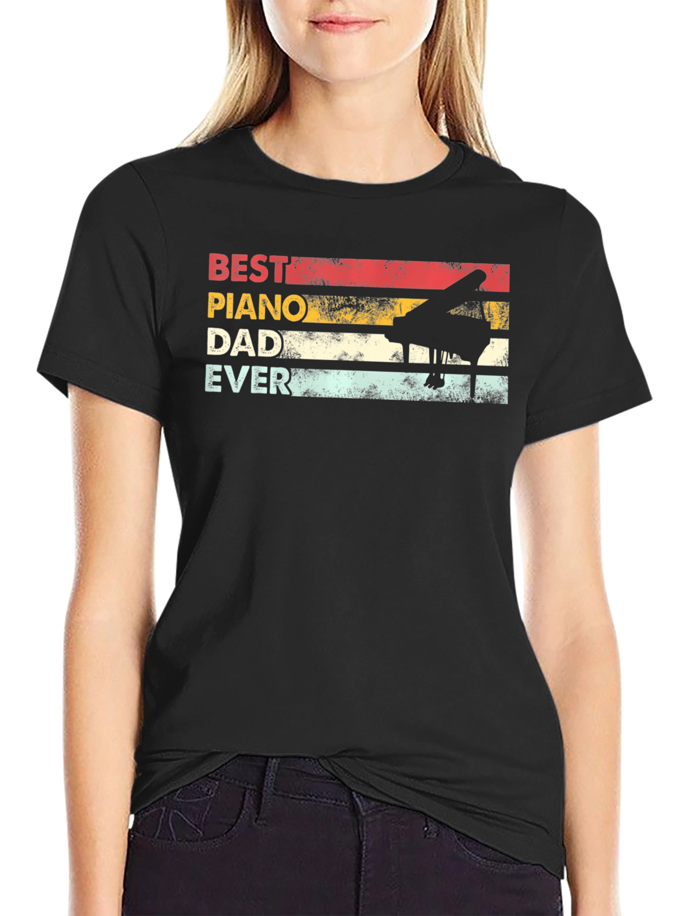 Best Piano Dad Ever Retro T-Shirt
