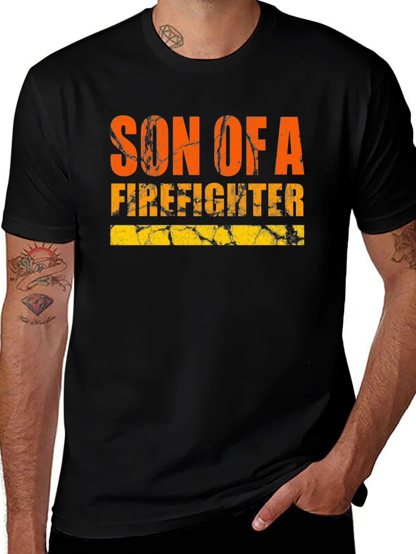 Son of a Firefighter Graphic Tee - Black T-Shirt