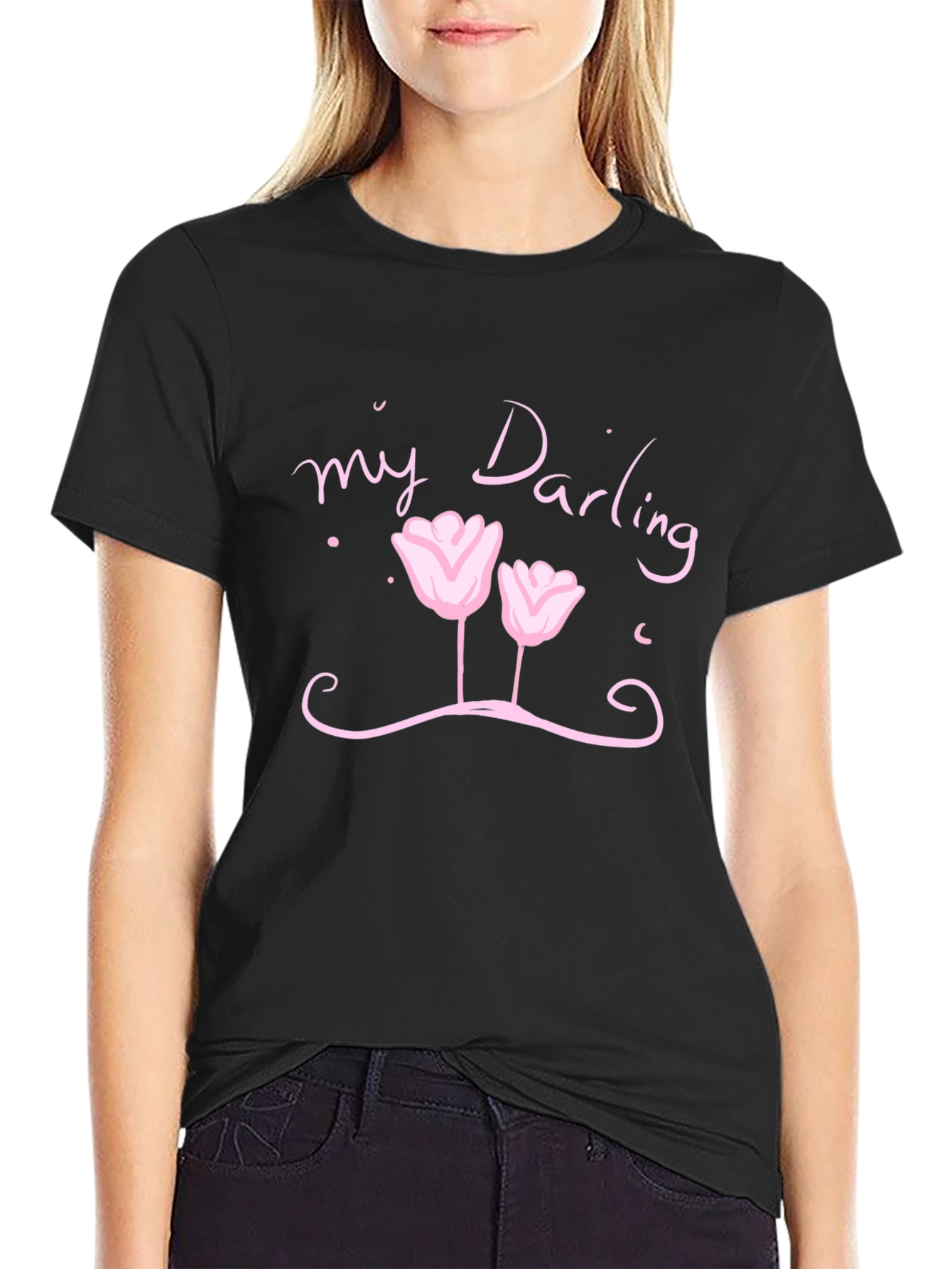 My Darling Floral Graphic Black T-Shirt