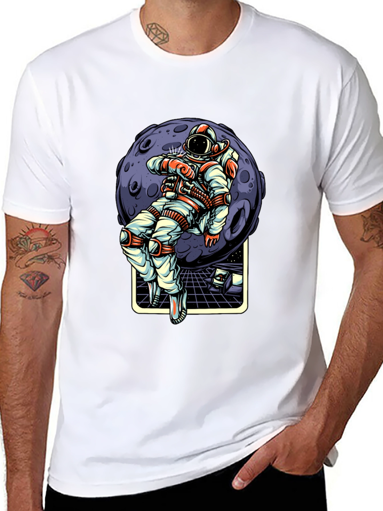 Astronaut Moon Graphic T-Shirt - Stylish Space Tee