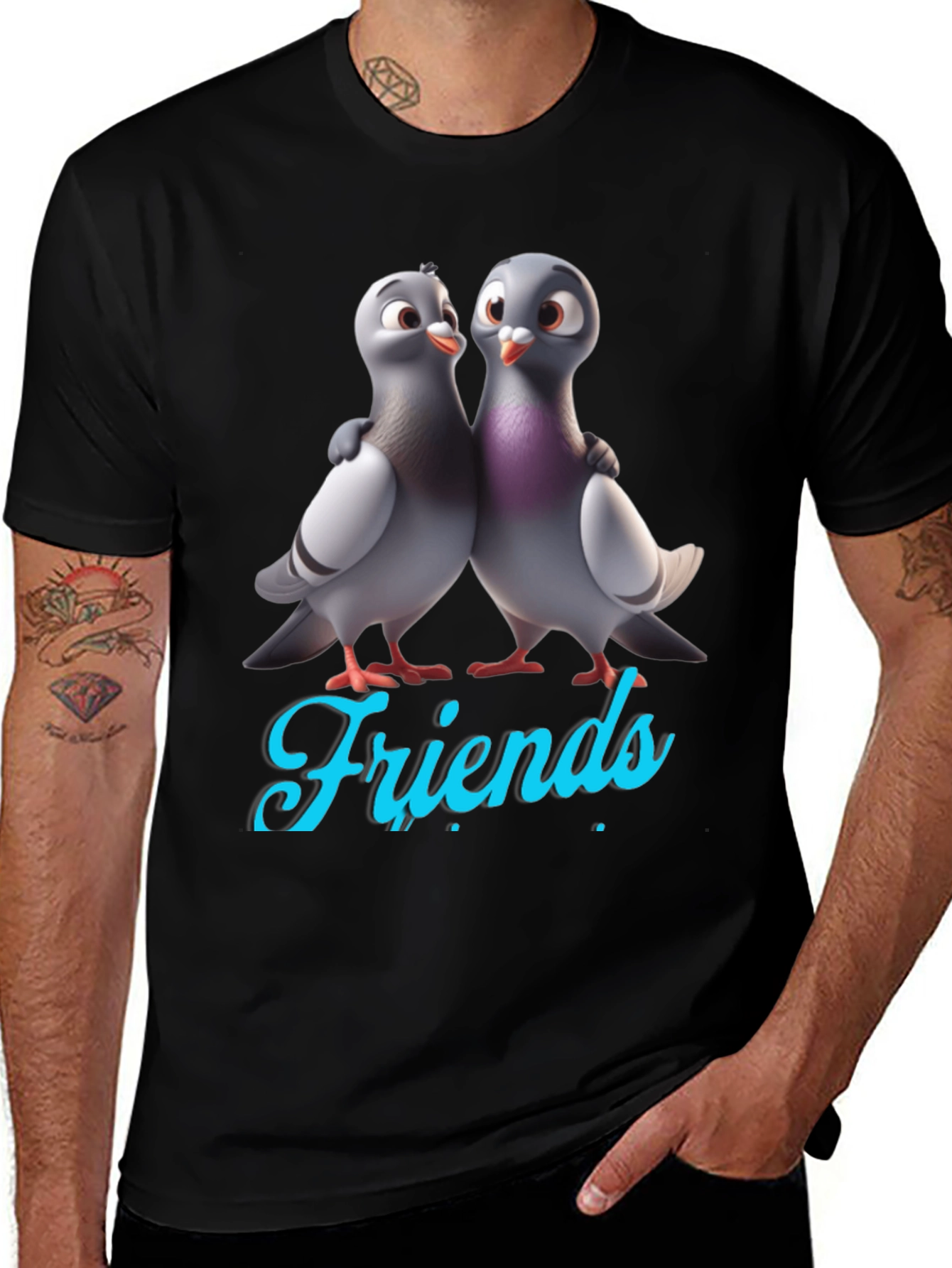 Pigeon Friends Graphic Tee - Black T-Shirt