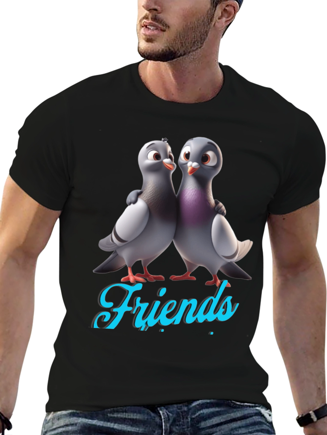 Pigeon Friends Graphic Tee - Black T-Shirt