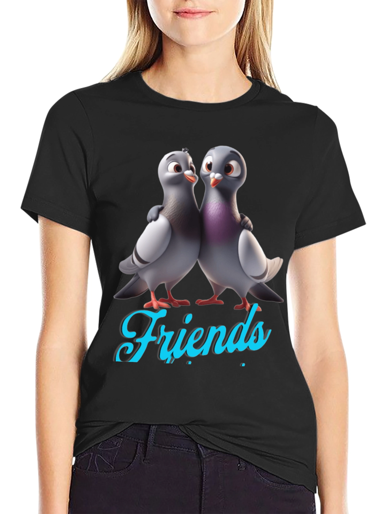Pigeon Friends Graphic Tee - Black T-Shirt