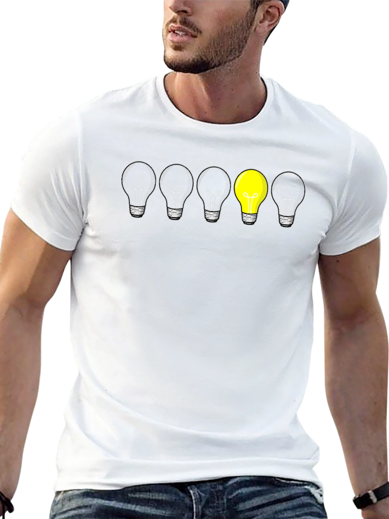 Unique Idea Light Bulb Graphic Tee - Black