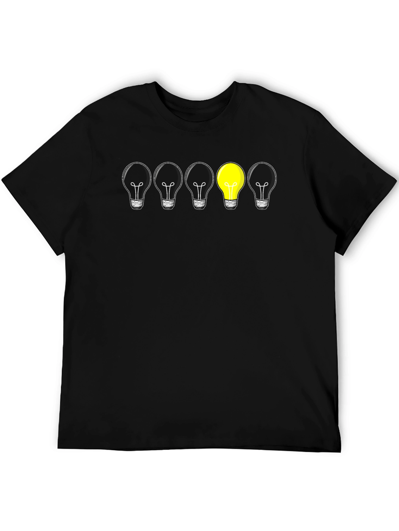Unique Idea Light Bulb Graphic Tee - Black