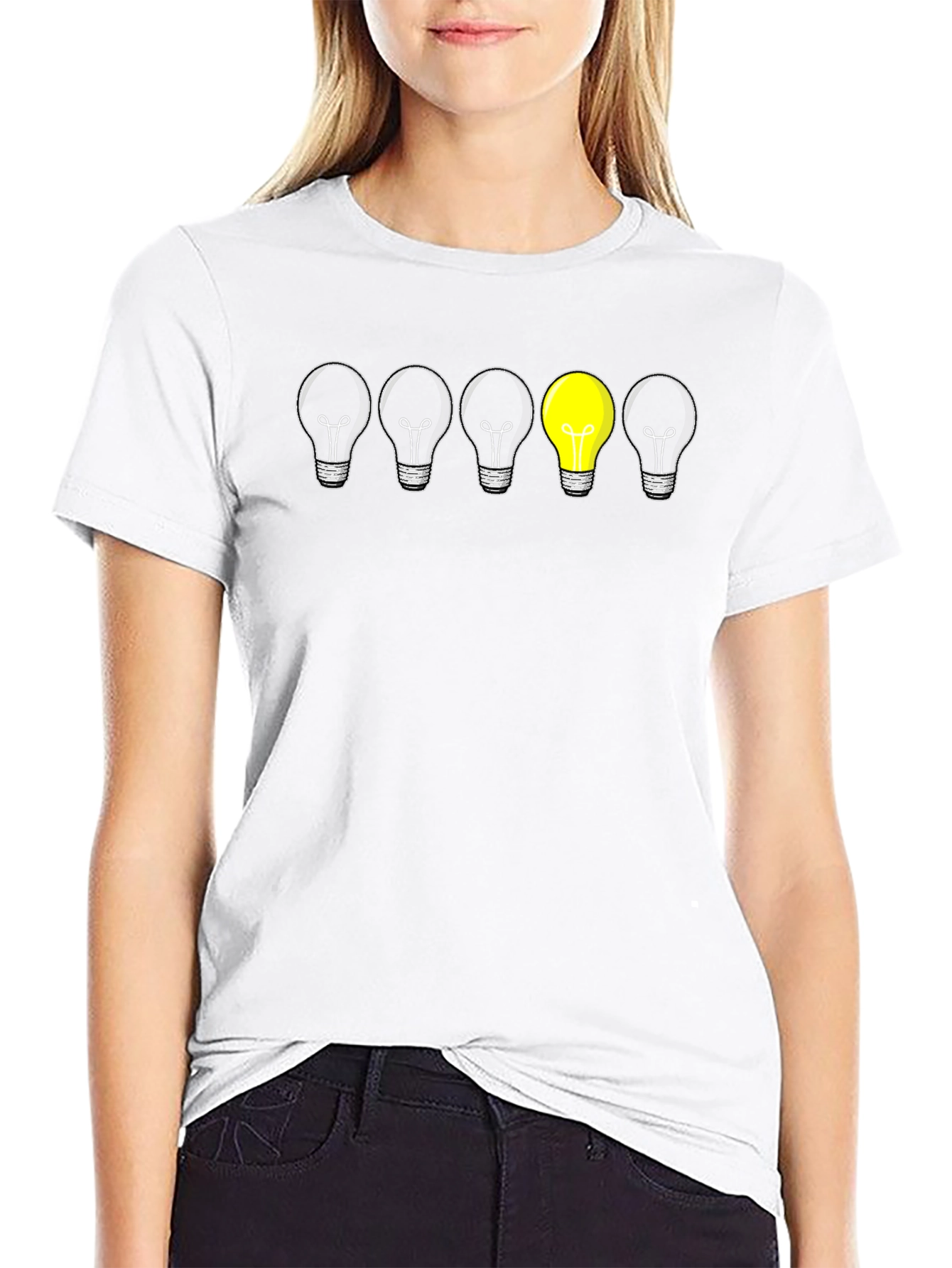 Unique Idea Light Bulb Graphic Tee - Black