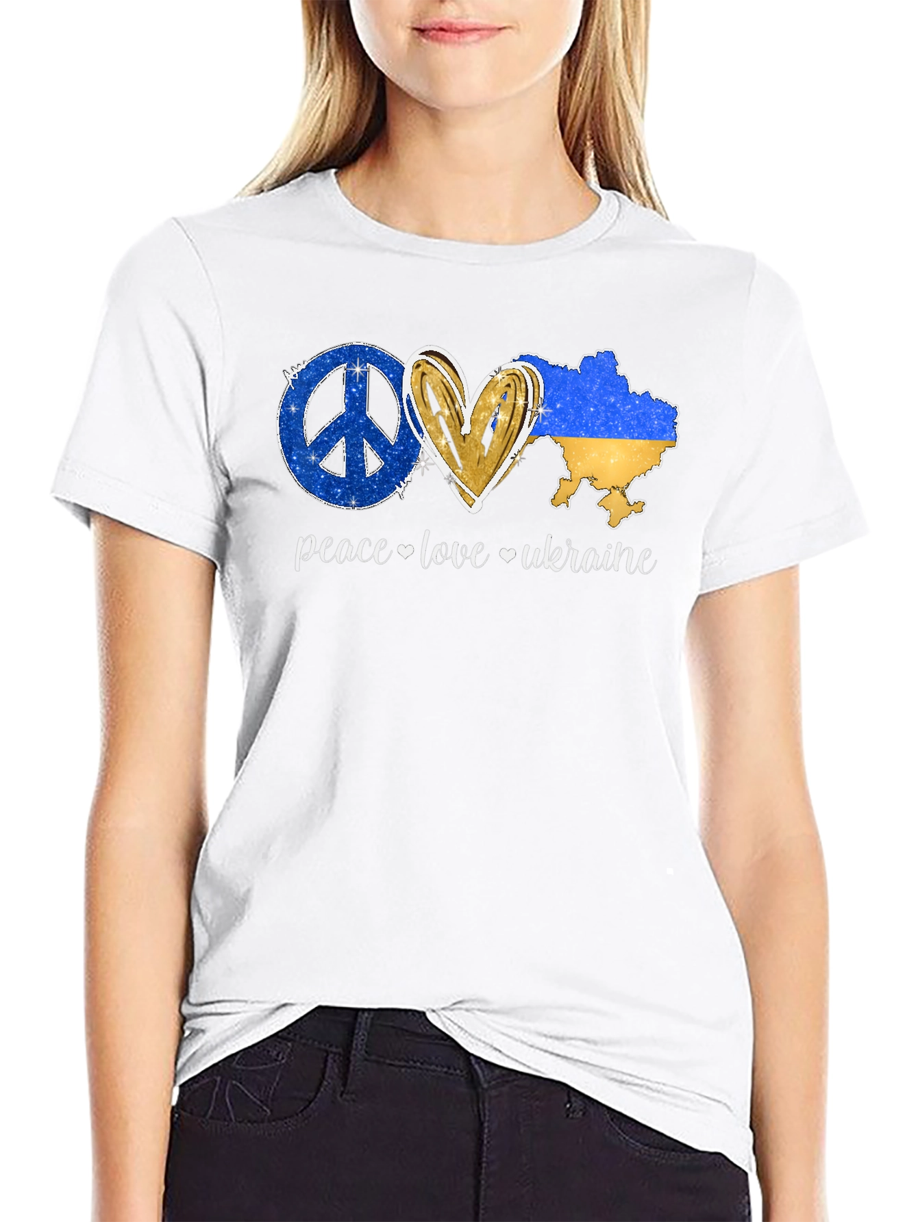 Peace Love Ukraine Black T-Shirt