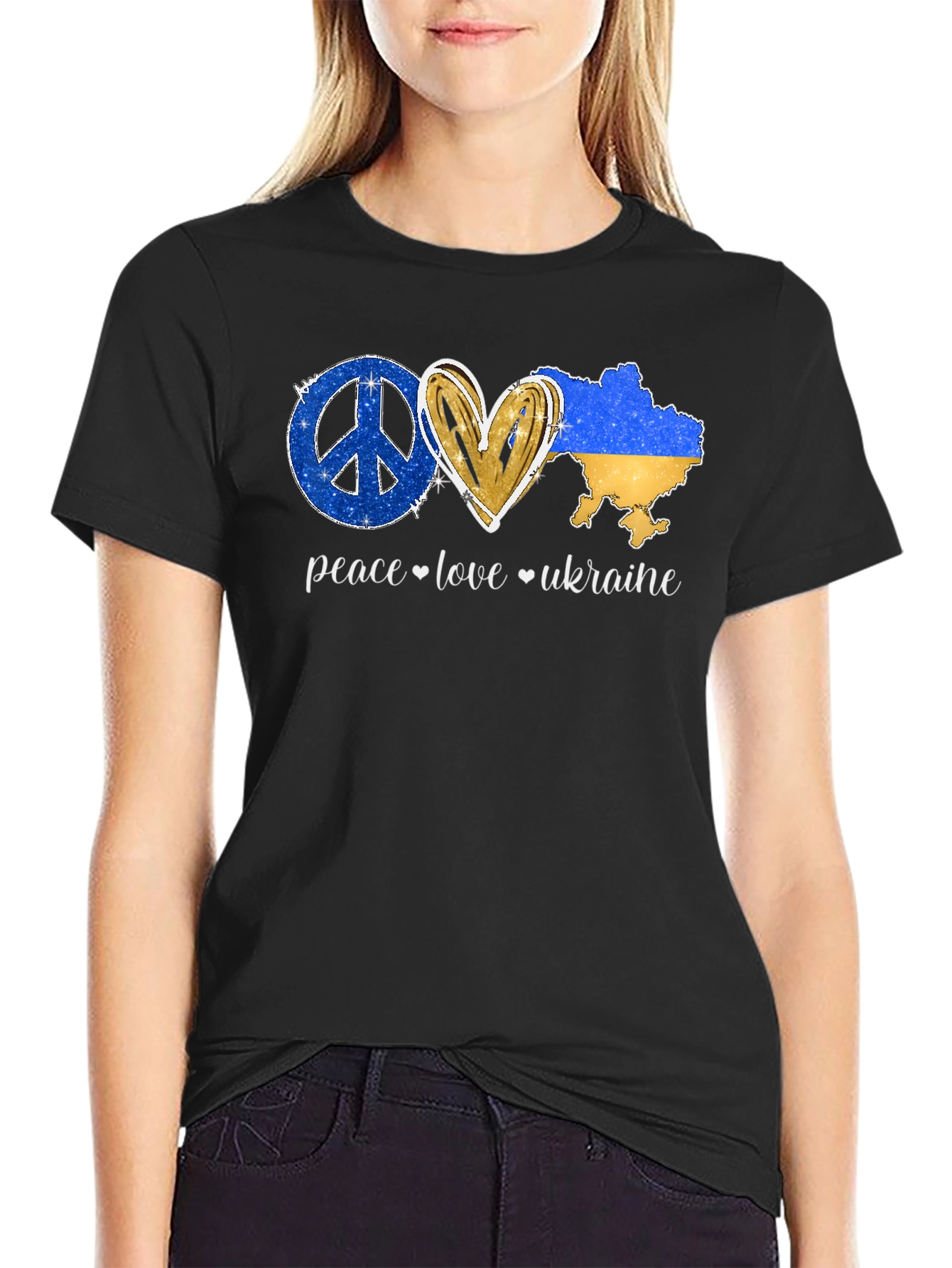 Peace Love Ukraine Black T-Shirt