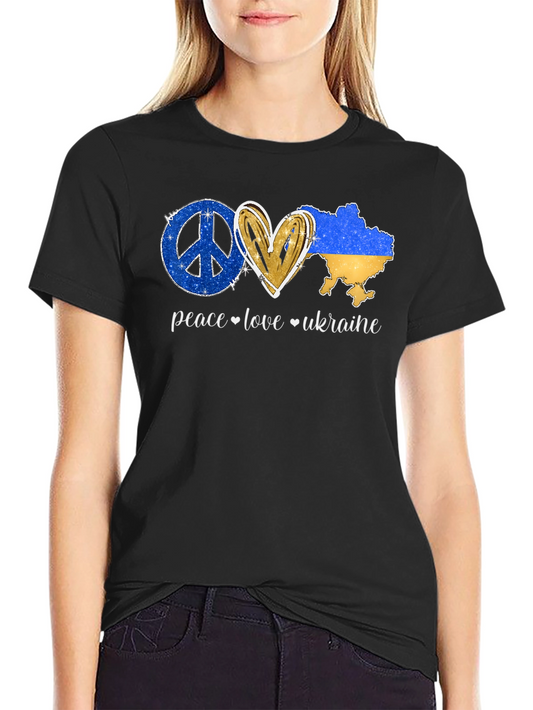 Peace Love Ukraine Black T-Shirt
