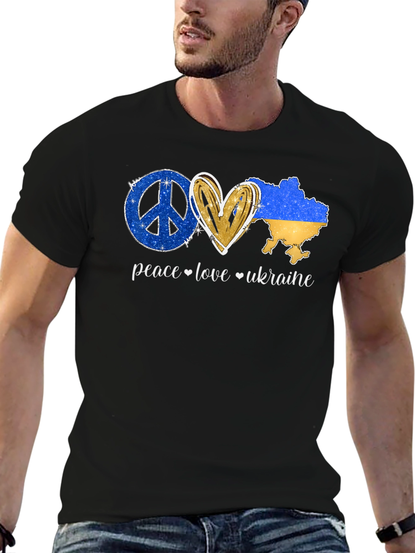 Peace Love Ukraine Black T-Shirt