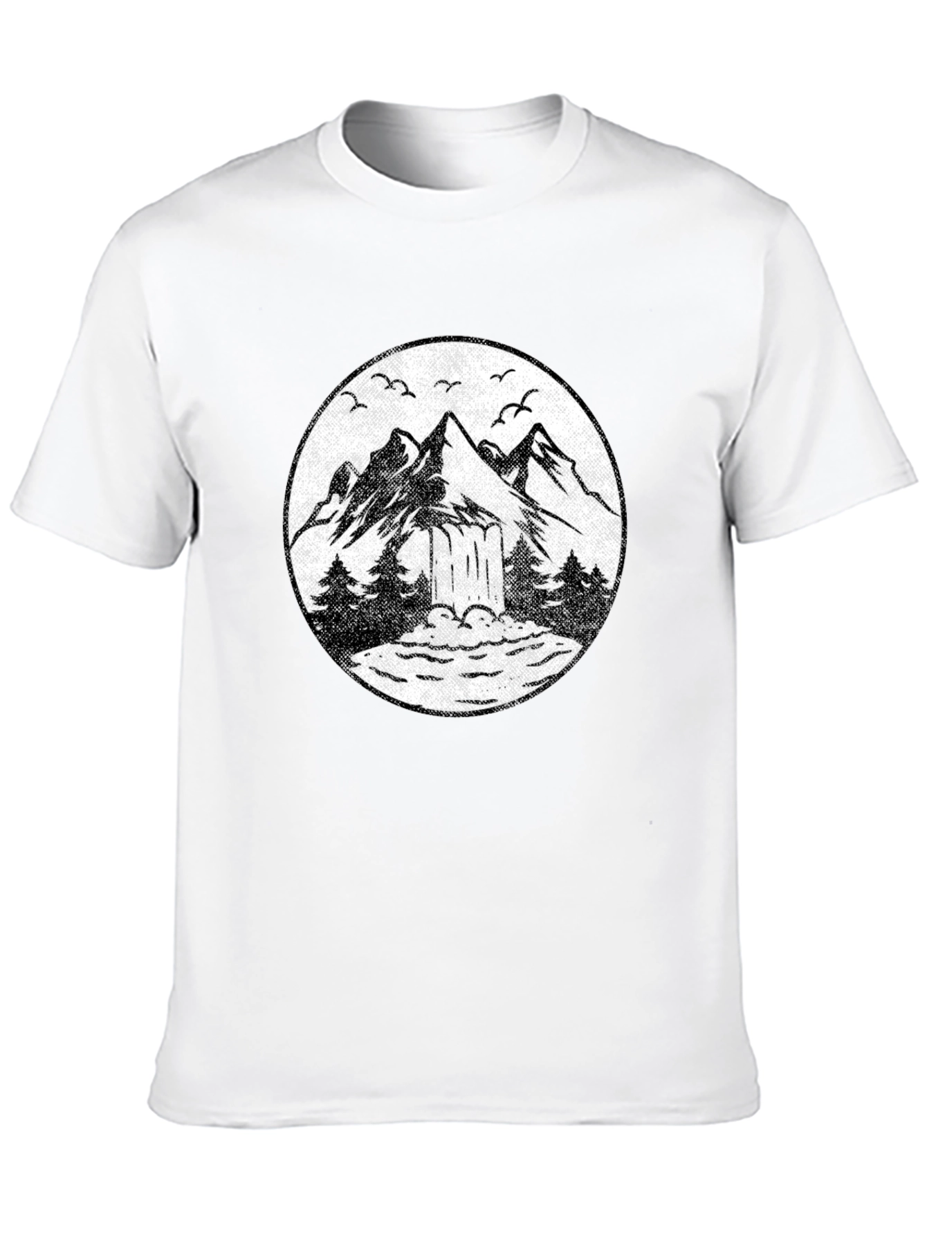 Mountain Scene Graphic Tee - Black Unisex T-Shirt