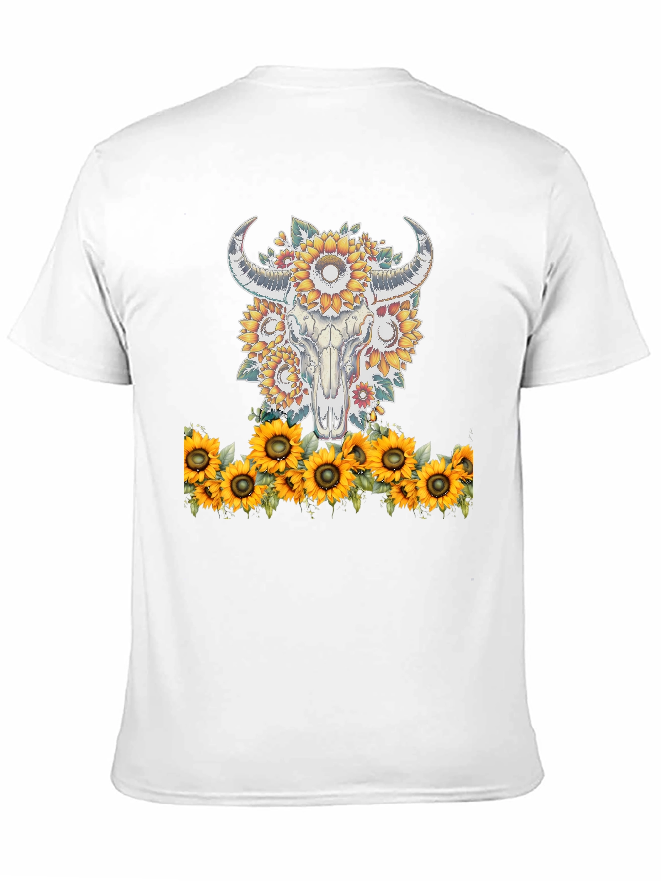Sunflower Skull Graphic Tee - Western Style