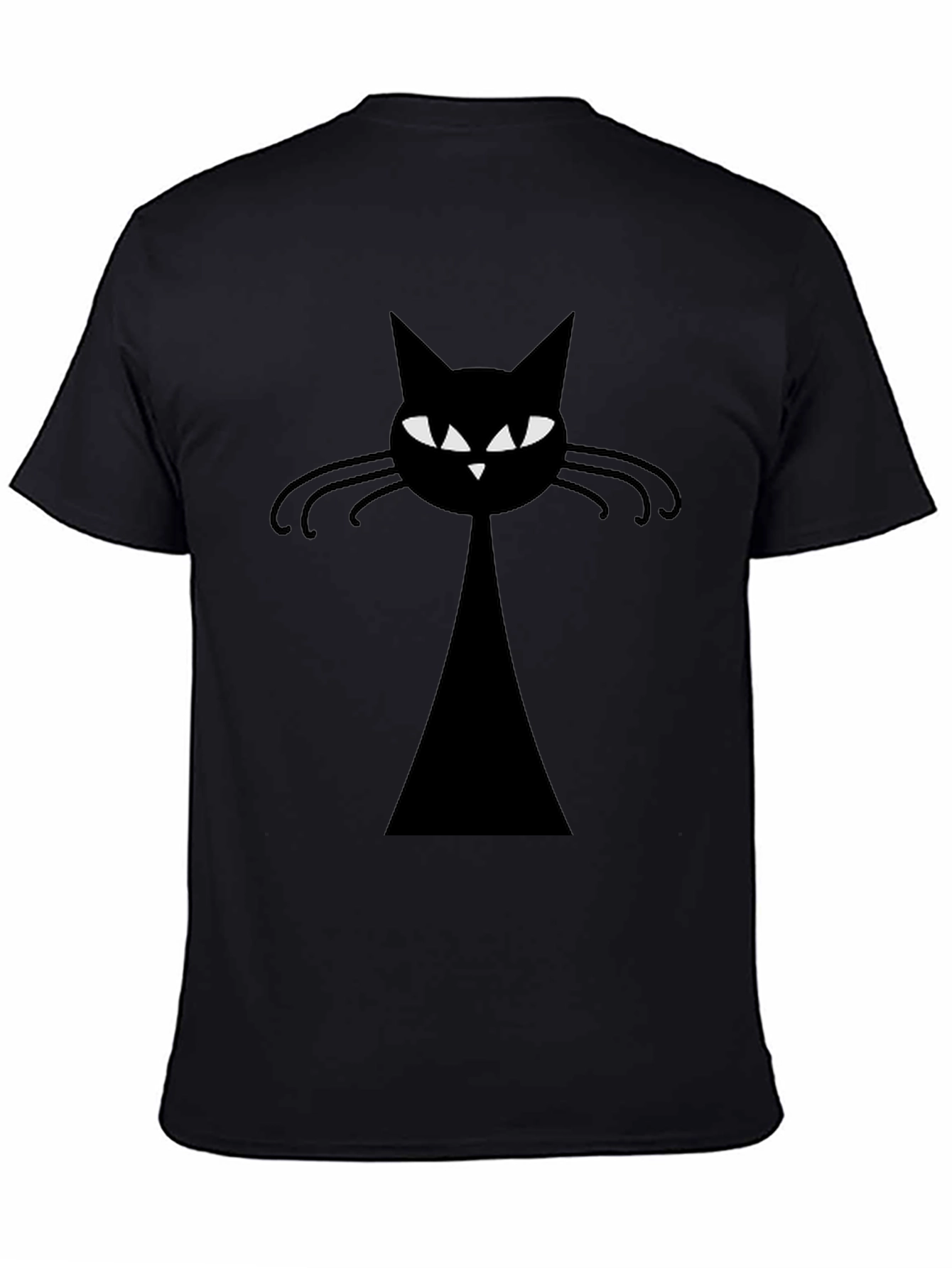 Retro Black Cat Graphic Tee - Mens Casual T-Shirt