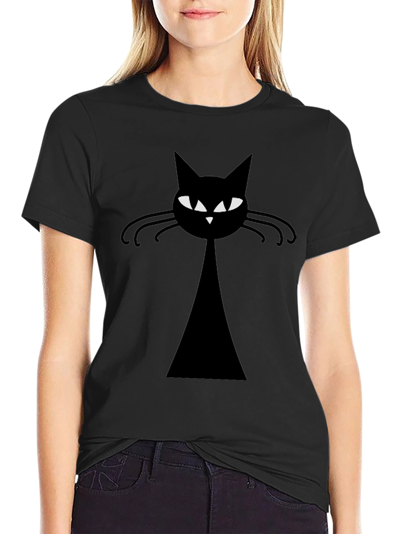 Retro Black Cat Graphic Tee - Mens Casual T-Shirt