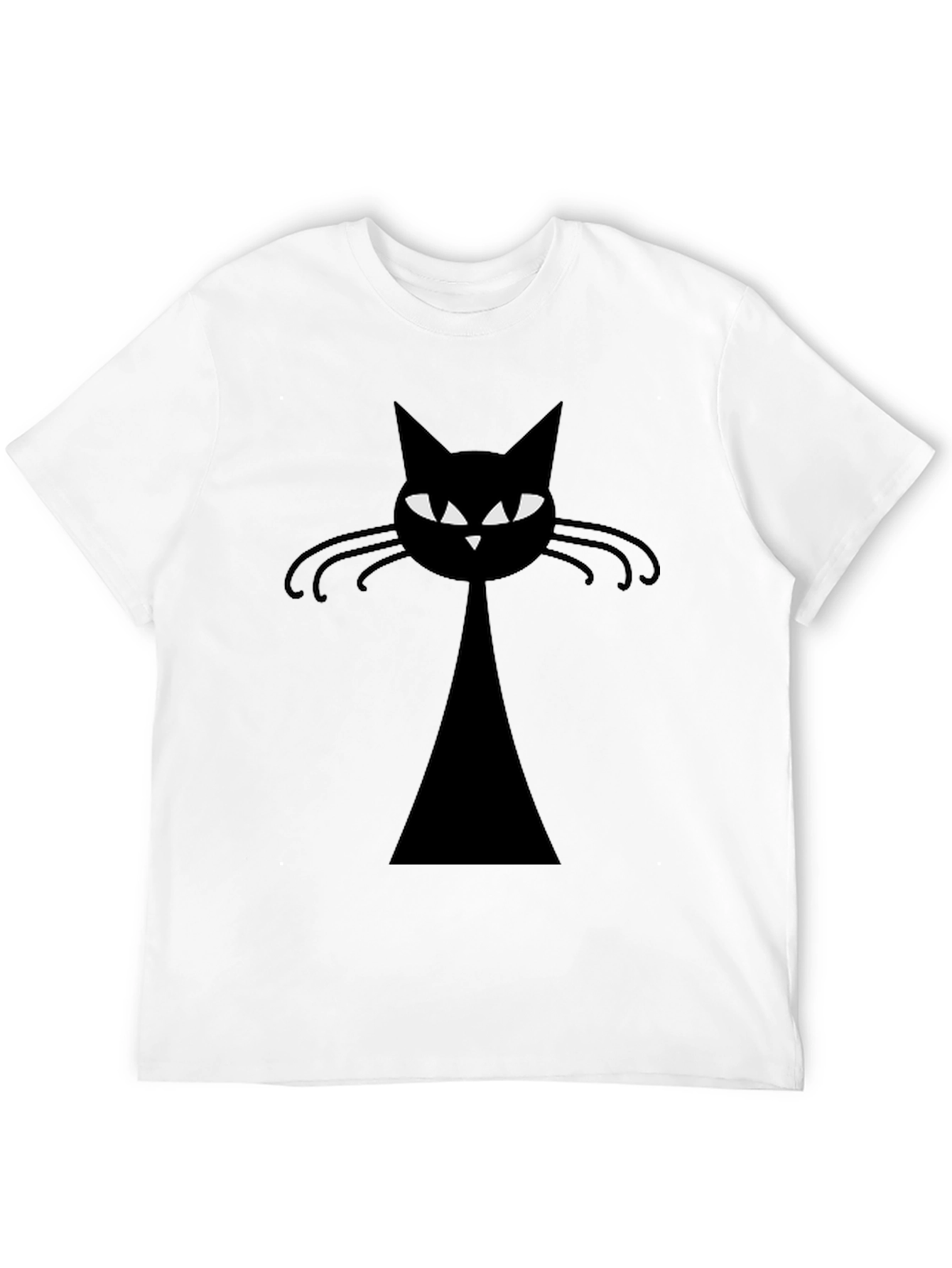Retro Black Cat Graphic Tee - Mens Casual T-Shirt