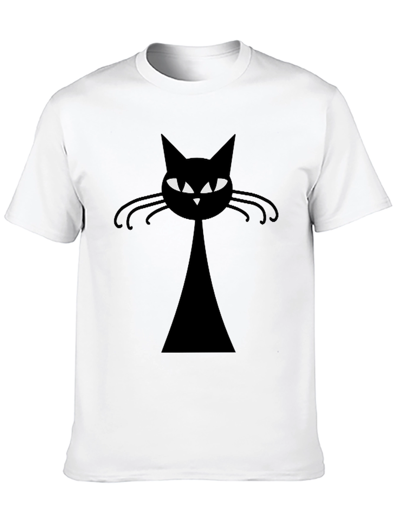 Retro Black Cat Graphic Tee - Mens Casual T-Shirt