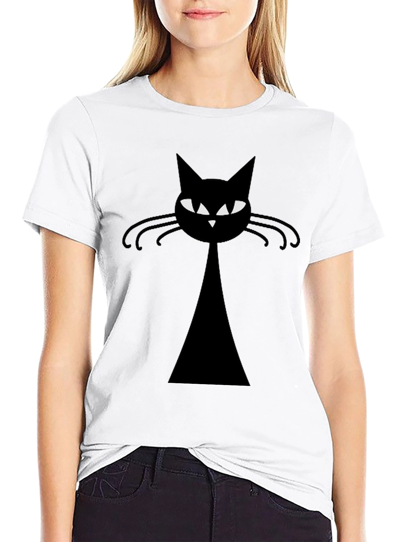 Retro Black Cat Graphic Tee - Mens Casual T-Shirt