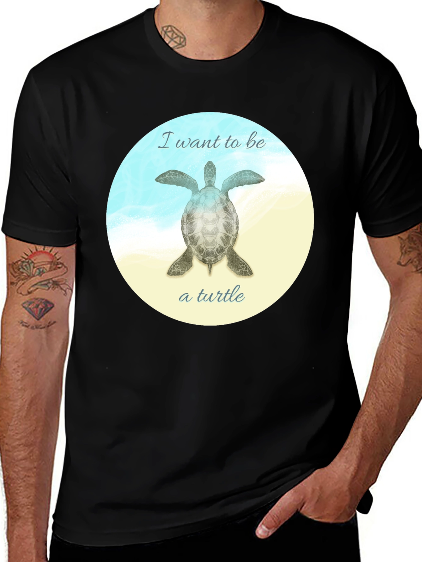 I Want to Be a Turtle T-Shirt - Black