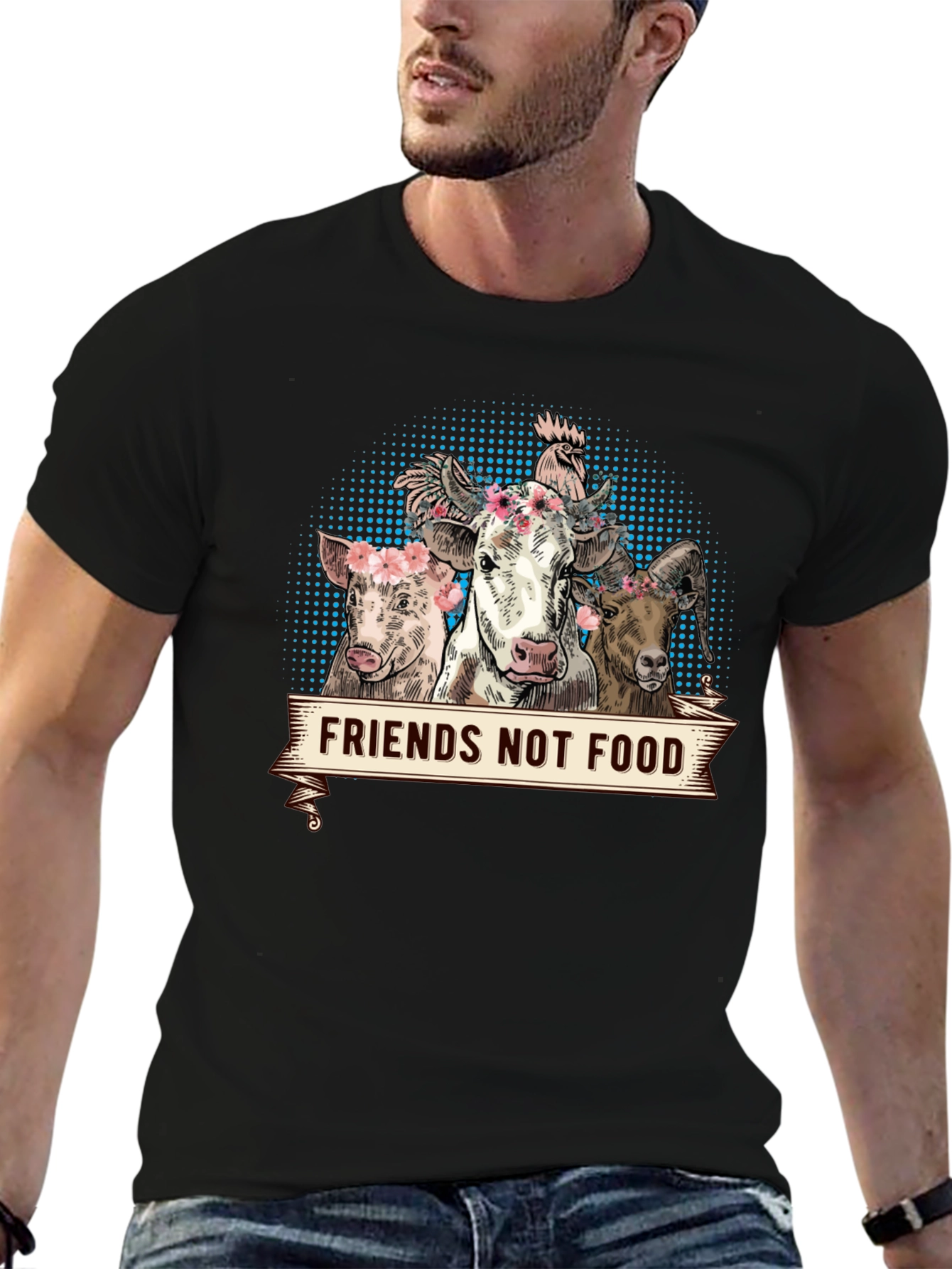 Friends Not Food Vegan Animal Rights T-Shirt