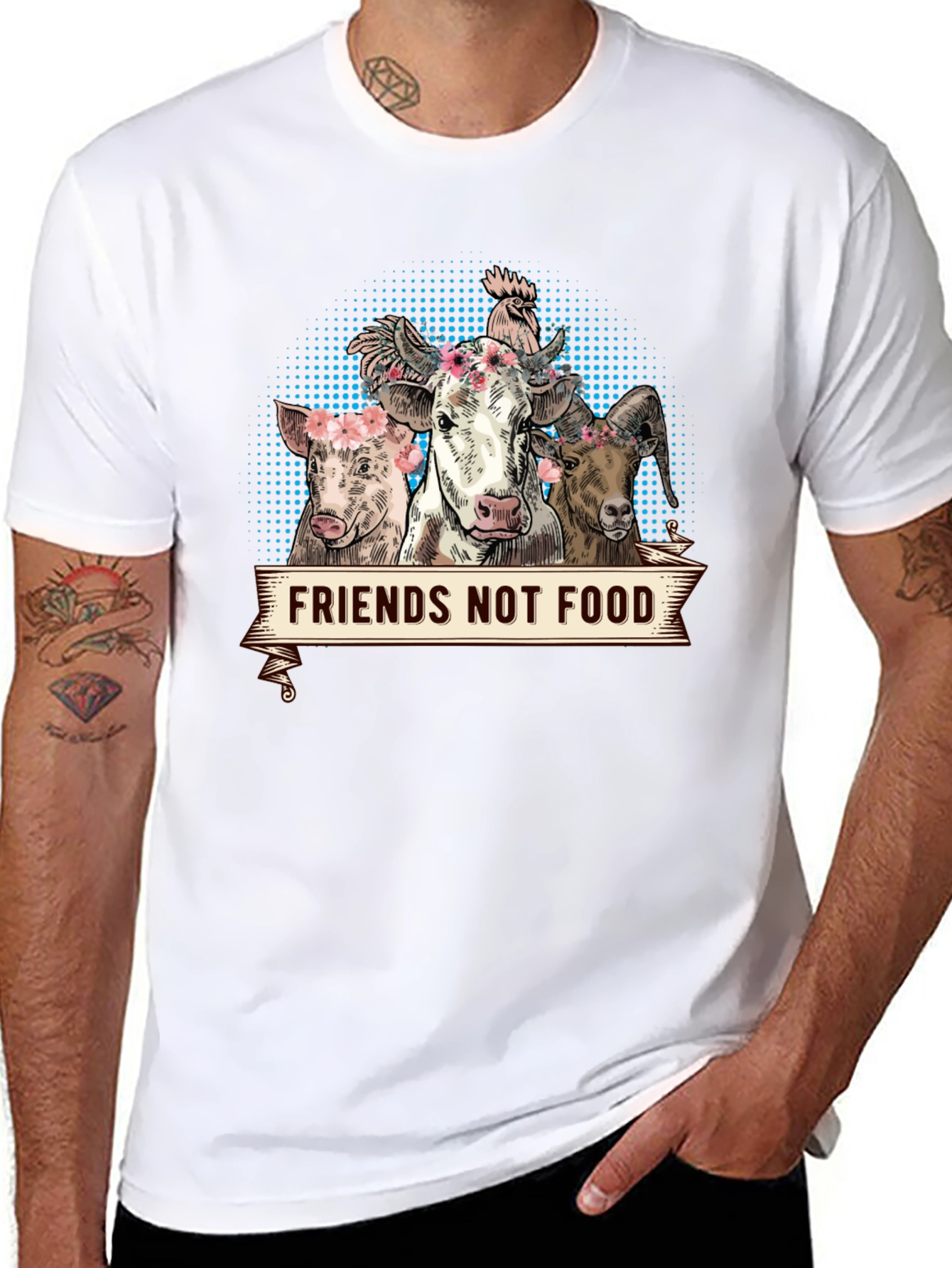 Friends Not Food Vegan Animal Rights T-Shirt