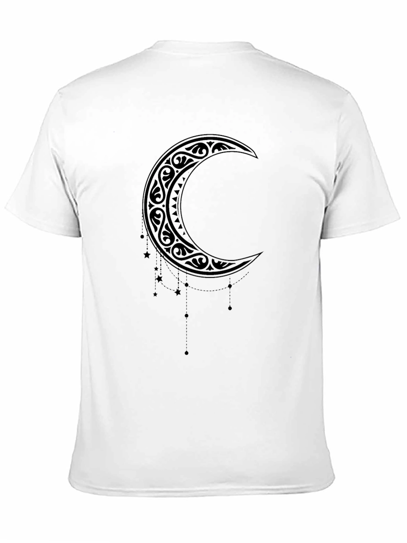 Tribal Crescent Moon Graphic Tee - Black