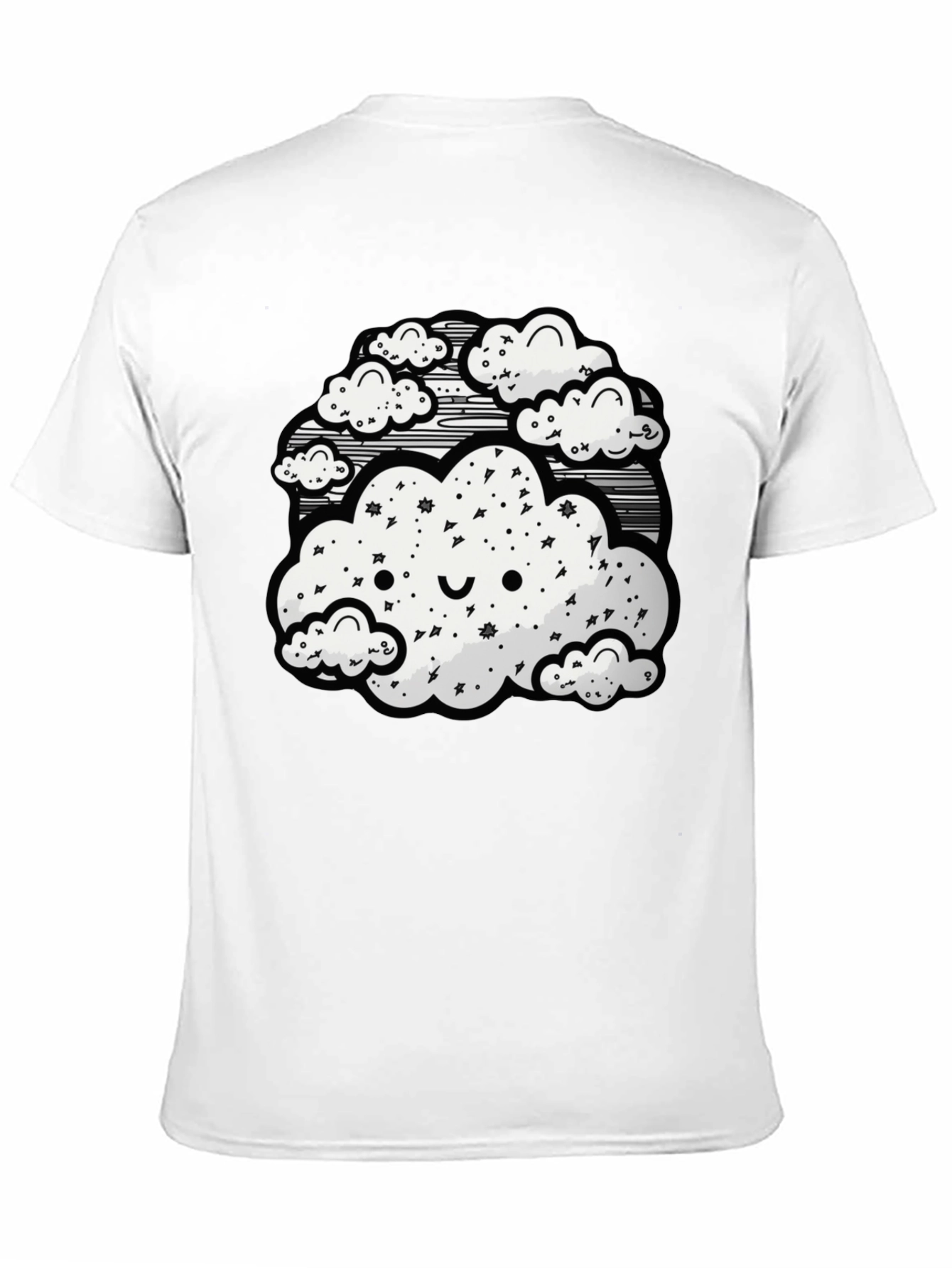 Cute Cloud Graphic Black T-Shirt