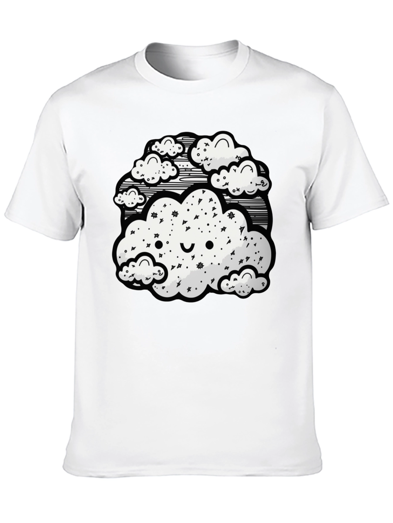 Cute Cloud Graphic Black T-Shirt