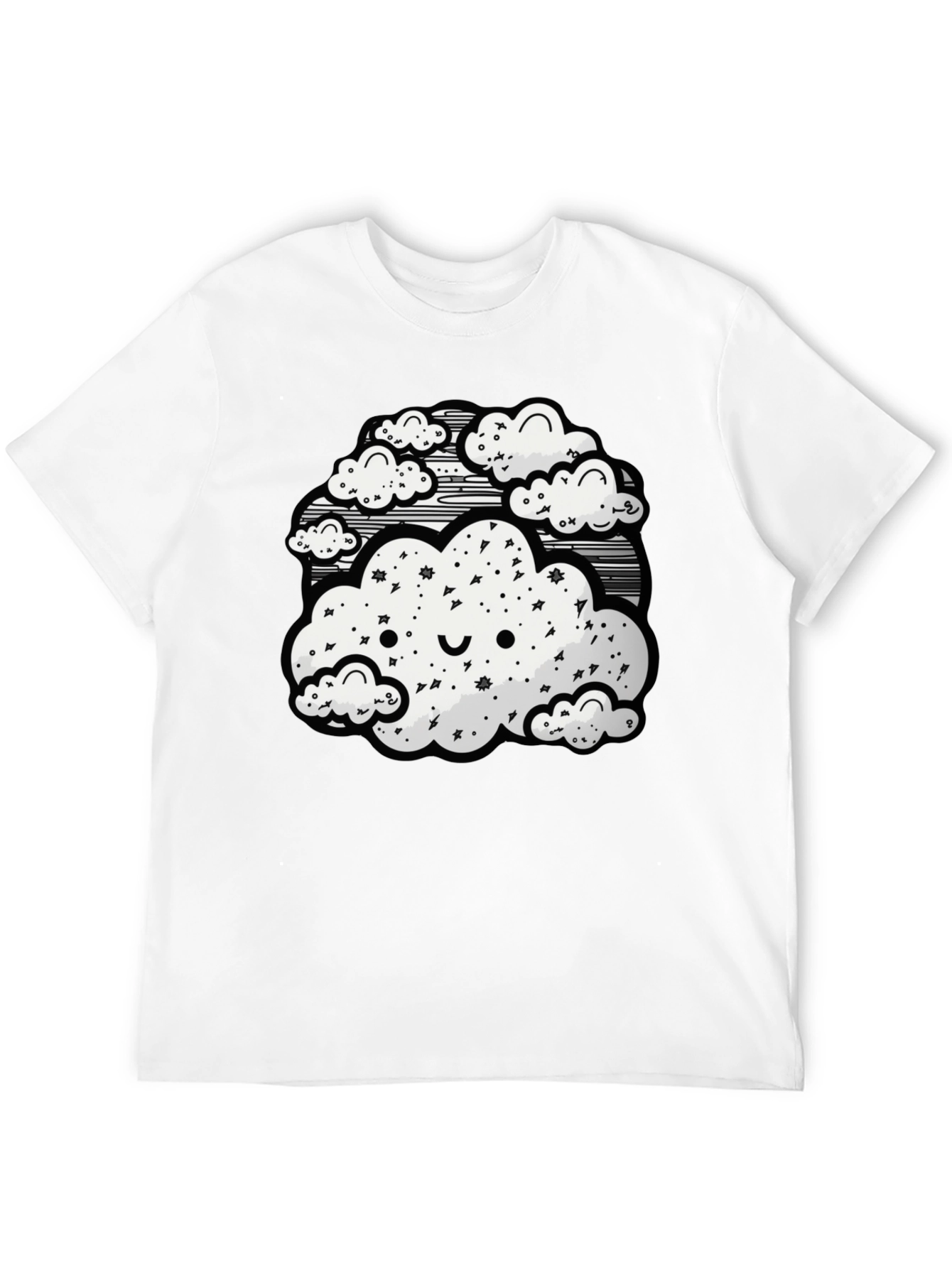 Cute Cloud Graphic Black T-Shirt