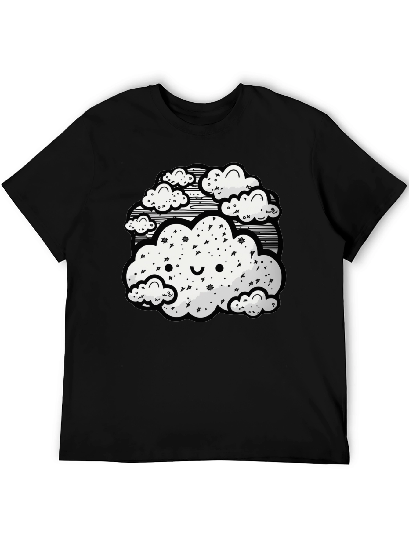 Cute Cloud Graphic Black T-Shirt