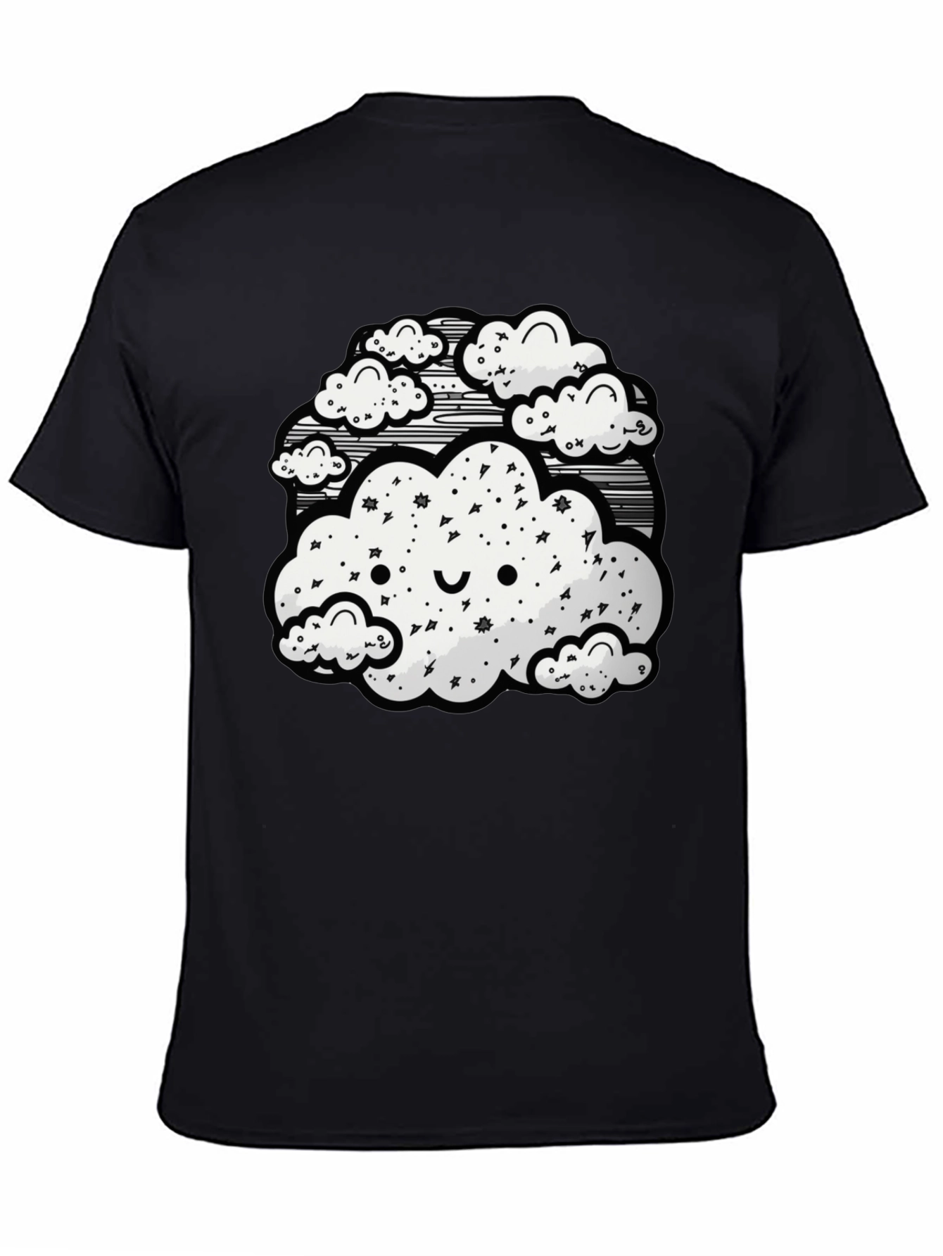 Cute Cloud Graphic Black T-Shirt