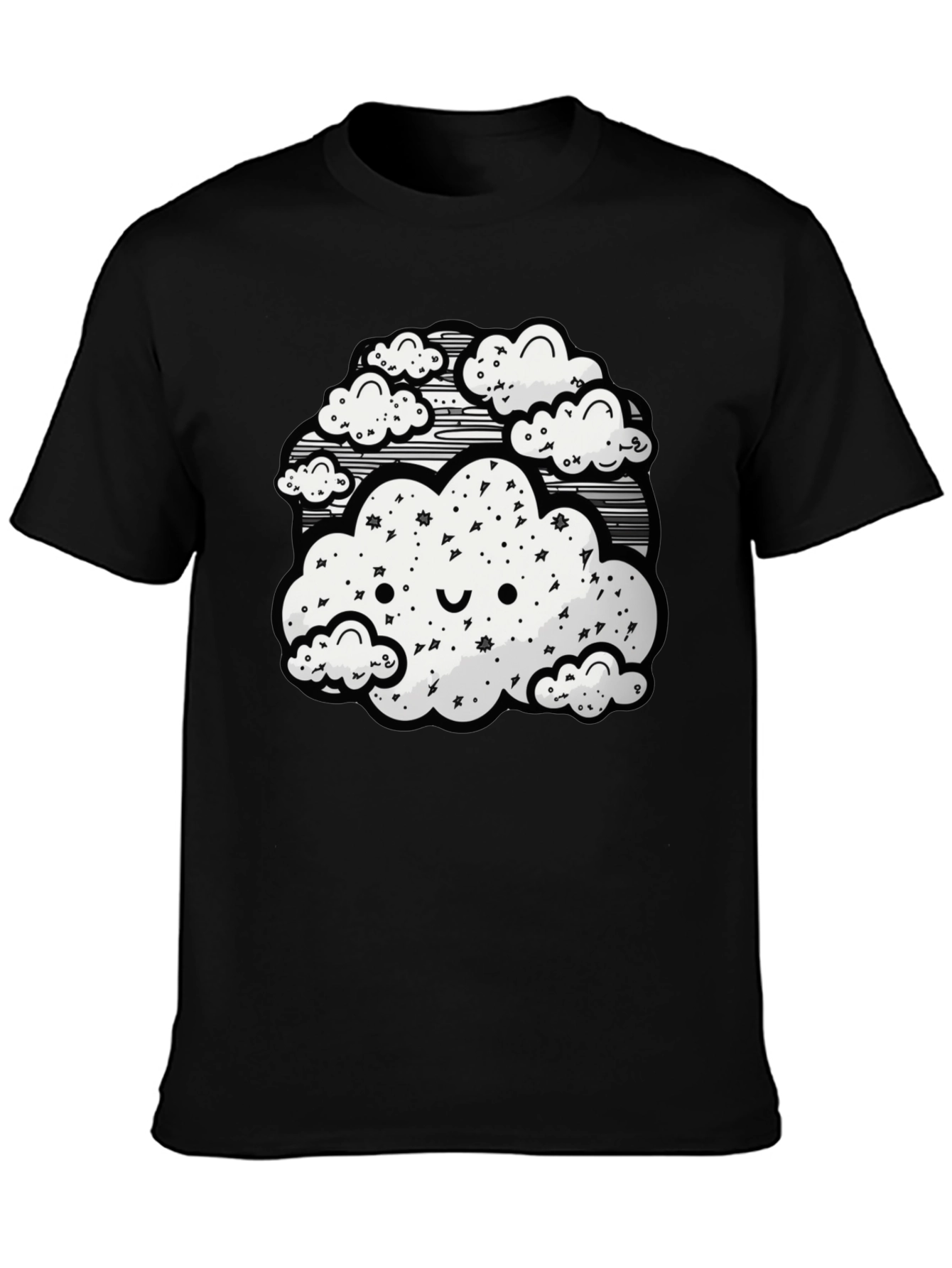Cute Cloud Graphic Black T-Shirt