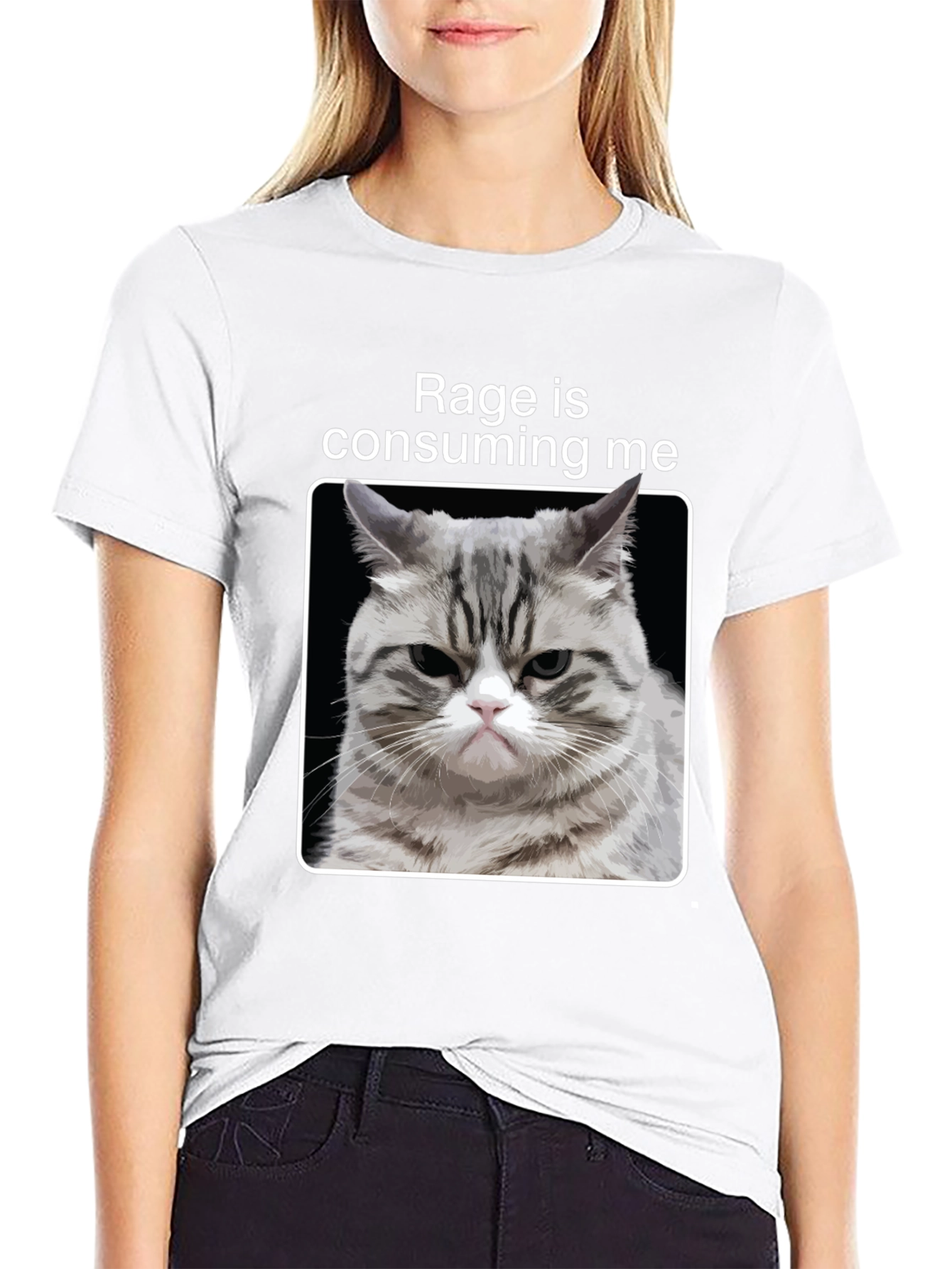 Rage Cat Graphic T-Shirt - Funny Kitten Tee