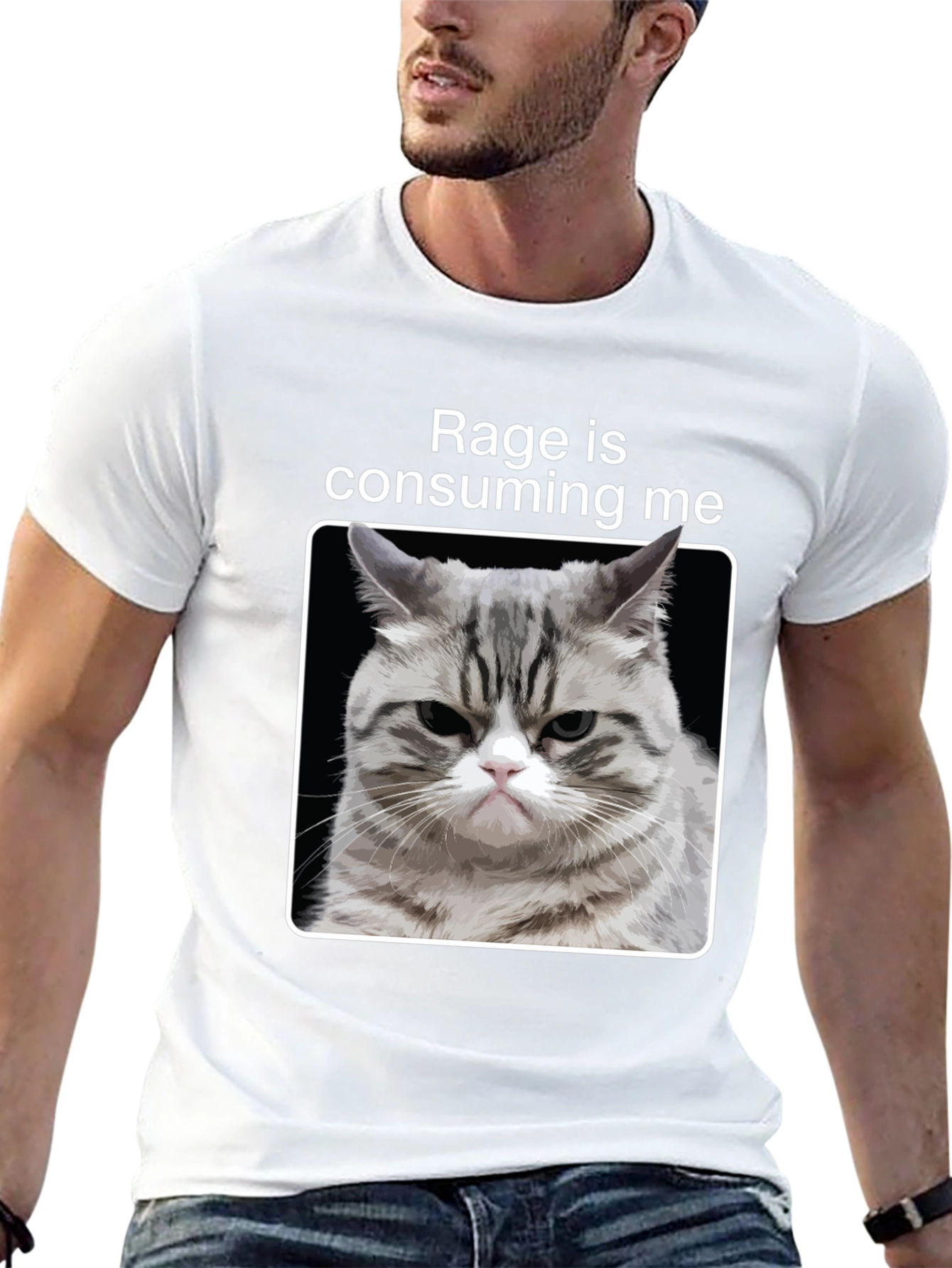 Rage Cat Graphic T-Shirt - Funny Kitten Tee