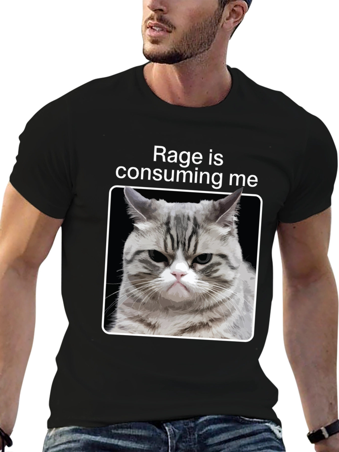 Rage Cat Graphic T-Shirt - Funny Kitten Tee