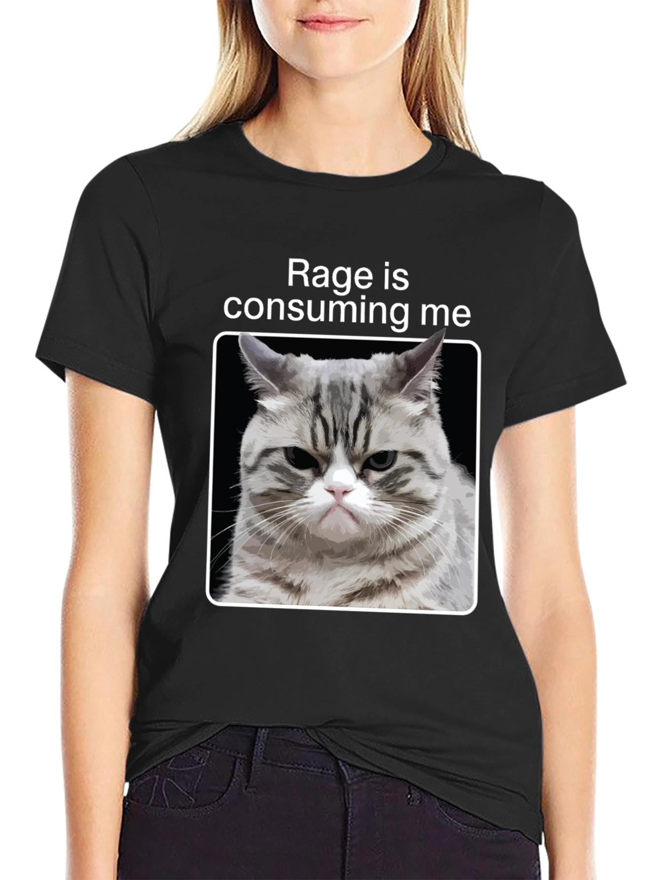 Rage Cat Graphic T-Shirt - Funny Kitten Tee