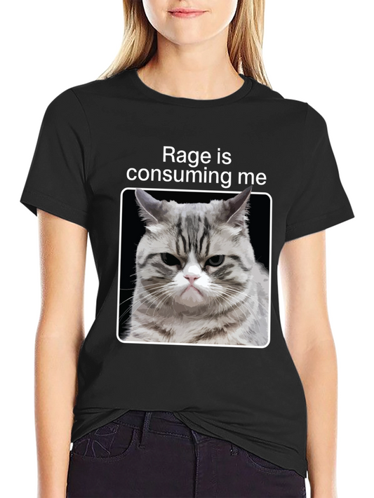 Rage Cat Graphic T-Shirt - Funny Kitten Tee