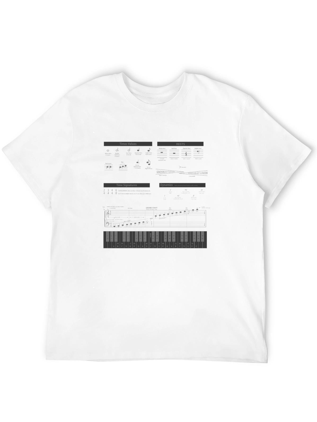 Music Theory Mens Black Graphic T-Shirt