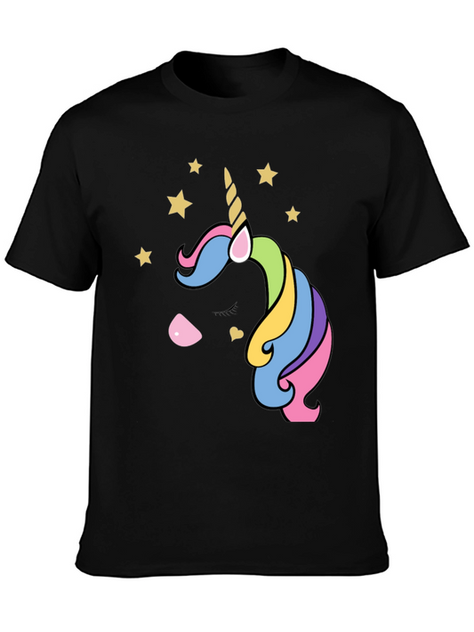 Unicorn Graphic Tee - Black Cotton T-Shirt