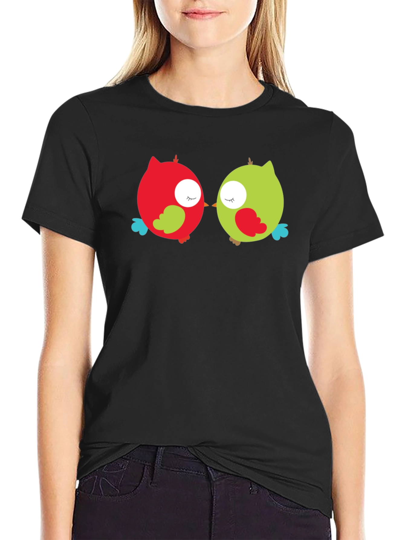 Cute Owls Black T-Shirt - Whimsical Graphic Tee