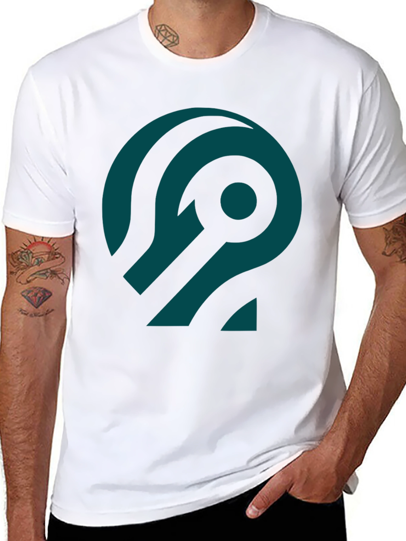 Abstract Teal Design Black T-Shirt