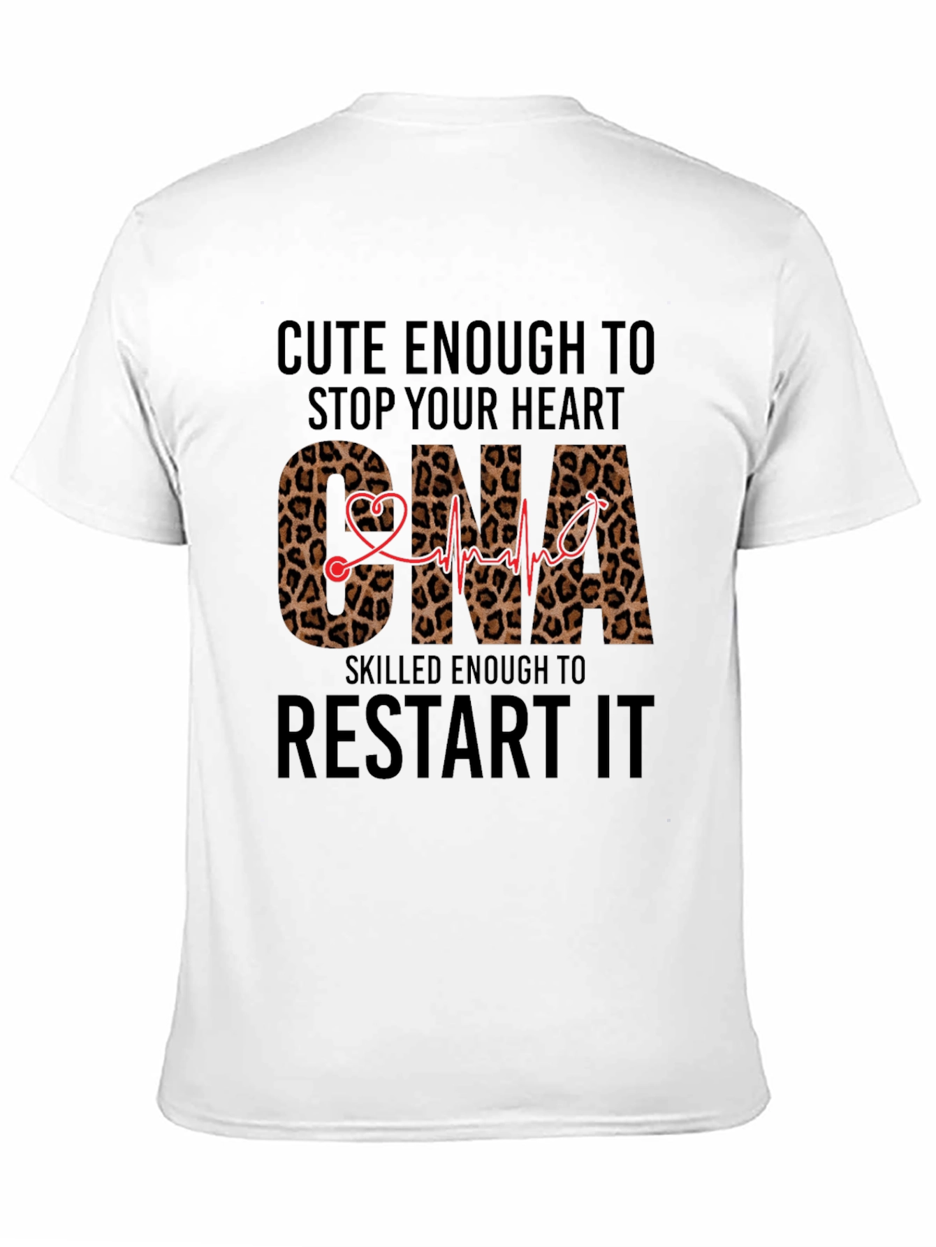 Cute CNA T-Shirt - Leopard Print Heartbeat