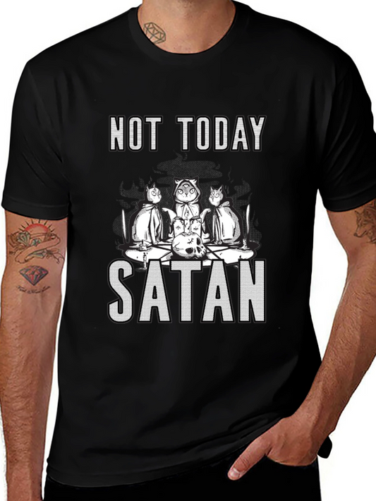 Not Today Satan Cat Cult T-Shirt - Black Humor Tee