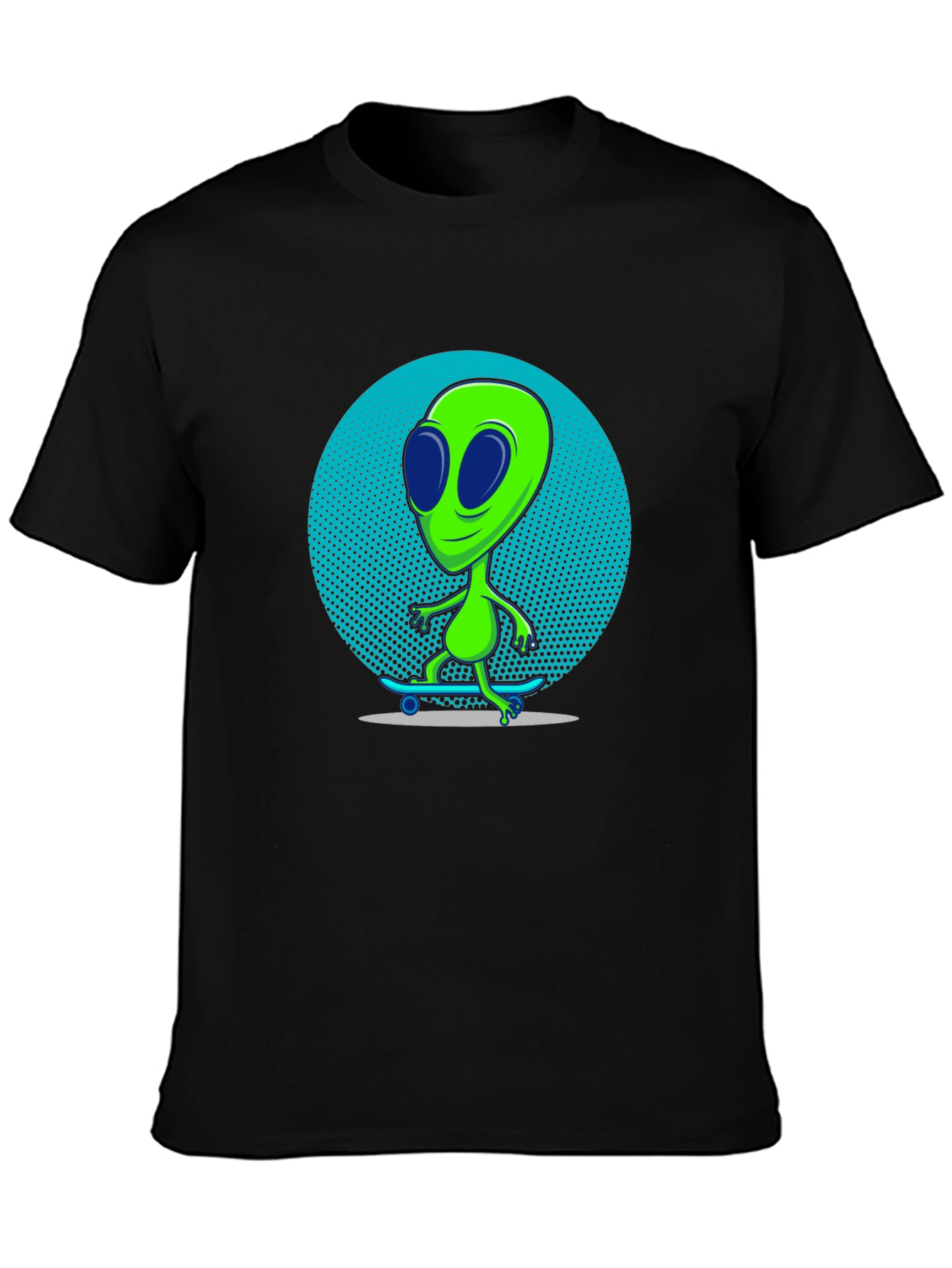 Alien Skateboarder Graphic T-Shirt - Black
