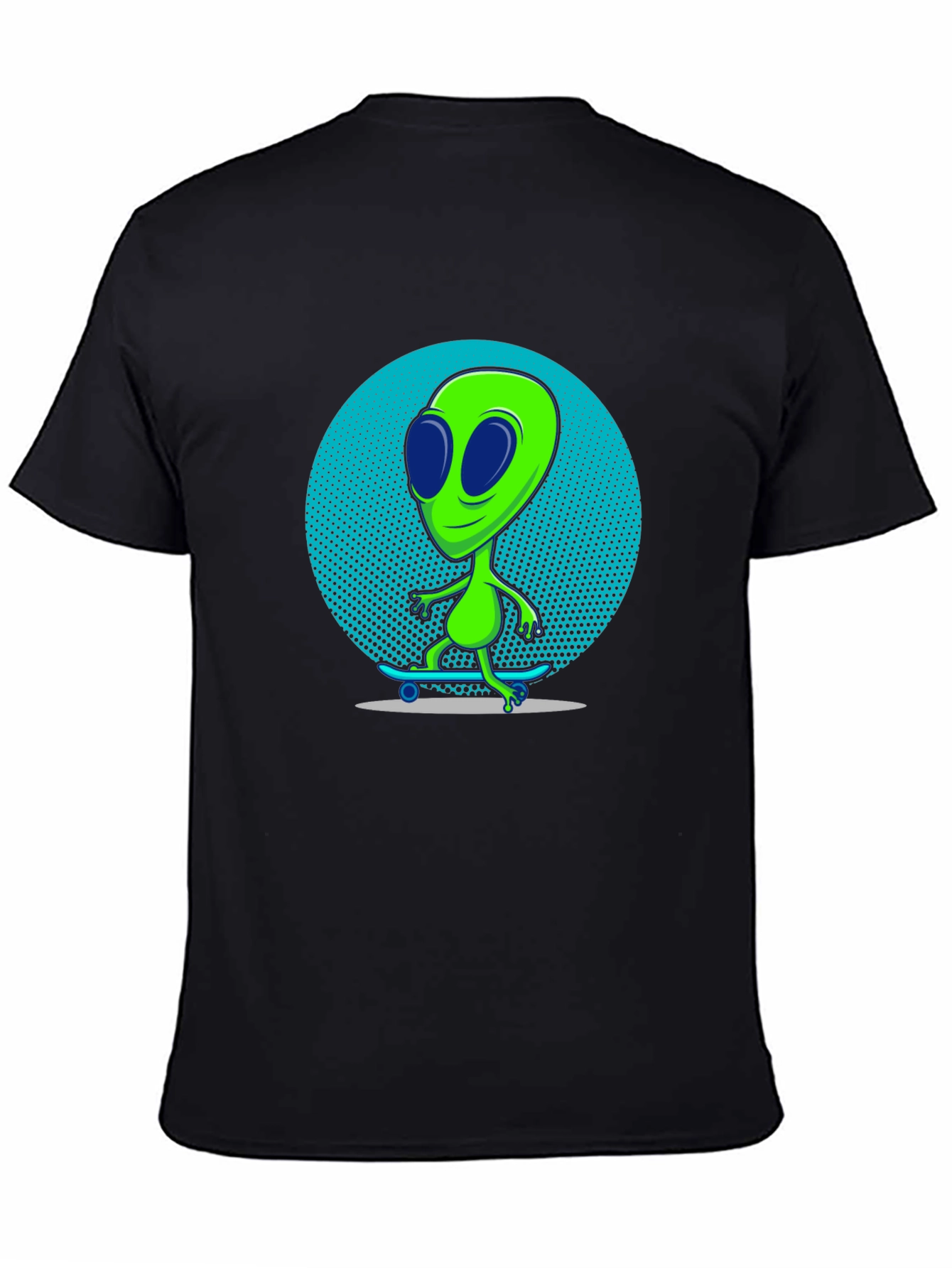 Alien Skateboarder Graphic T-Shirt - Black